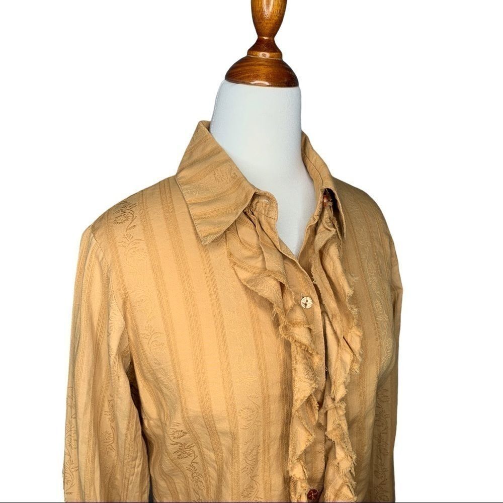 Ella Moss Mustard Ruffle Button-Down Shirt - Picture 7 of 10